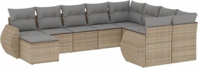 vidaXL Set canapele de grădină cu perne, 10 piese, bej, poliratan