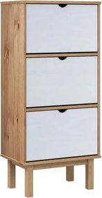 vidaXL Pantofar „OTTA” cu 3 sertare, maro și alb, lemn masiv de pin