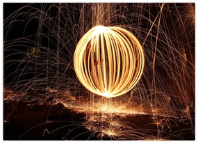 Tablou pe sticlă cu bilă iluminată (70x50 cm)