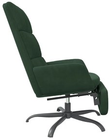 Scaun de relaxare cu taburet, verde inchis, catifea