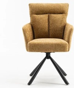 Set de 2 scaune pivotante Big George, tesatura structurata galben mustar