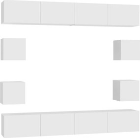 vidaXL Set dulapuri TV, 8 piese, alb, lemn prelucrat