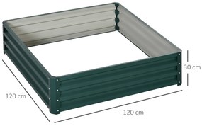 Outsunny Pat de Gradina Suprainaltat Galvanizat Cadru din Otel pentru Cultivare Legume Flori 120x120x30cm Rezistent la Intemperii | Aosom Romania