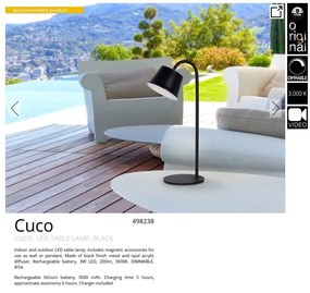 Lampa LED portabila exterior/interior IP54 Cuco neagra