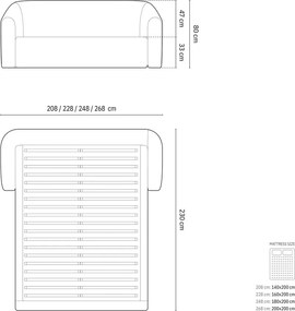 Pat tapitat cu somiera rabatabila si lada depozitare, 160x200 cm, Windsor & Co, Halo, tesatura structurata, bej deschis