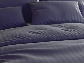 Lenjerie de pat din microfibra hoteliera JASMINE PURE albastru inchis - dunga 2 cm Dimensiune lenjerie de pat: 70 x 90 cm | 140 x 200 cm