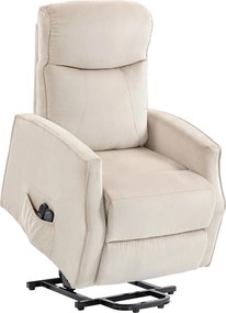 HOMCOM Fotoliu Electric cu Ridicare 150° din Material ce Imita Inul cu 8 Puncte de Masaj, Încălzire, Bej | Aosom Romania