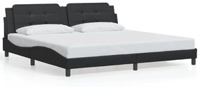 3208205 vidaXL Cadru de pat cu tăblie, negru, 200x200 cm, piele ecologică