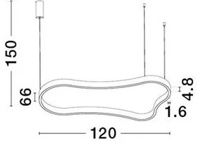 Lustra LED suspendata design modern DUSSA negru, 120x66cm