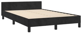Cadru de pat cu tablie, negru, 120x200 cm, catifea Negru, 120 x 200 cm, Design simplu