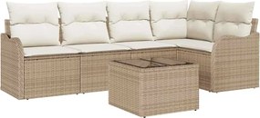 vidaXL Set de canapele pentru grădină 6 pcs Bej poliratan