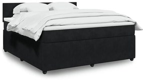 vidaXL Pat box spring cu saltea, negru, 180x200 cm, catifea