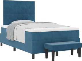 vidaXL Pat cu arcuri cu saltea Albastru închis 120 x 190 cm Catifea