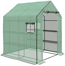 Outsunny Seră de grădină cu 1 ușă, 1 ferestre, rafturi 3 nivele pentru Legume Plante Flori Pânză PE 140 x 143 x 190 cm | Aosom Romania