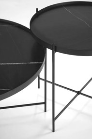 Set 2 mese de cafea Julieta marmura neagra/negru