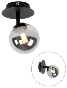 Spotlight rustic reglabil negru cu sticlă fumurie - Atena