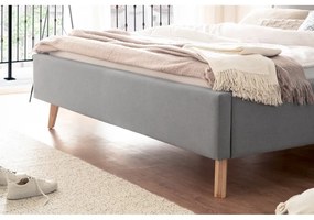 Pat matrimonial gri deschis tapițat fără somieră 180x200 cm Frieda – Meise Möbel