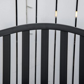 Bancă de Grădină Outsunny din Metal cu Măsuță Centrală Retractabilă, Bancă Loveseat pentru Terasă cu Șezut și Spătar cu Șipci, pentru 2–3 Persoane, Neagră | Aosom Romania