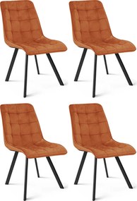 Scaun de sufragerie CIEZA VELVET cu picioare negre, teracota