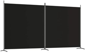Paravan de camera cu 2 panouri, negru, 348x180 cm, textil