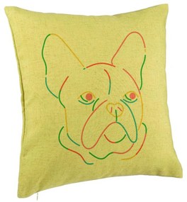 Perna Decorativa, Model Doggo MultiColor, 40x40 cm, Verde, Husa Detasabila, Burduf