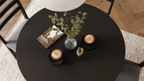 Set TORINO Masă rotundă + 4 scaune Negru / Gri Deschis