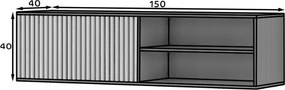 OFERTA Dulap TV suspendat MEORATI 150x40 cm, negru/stejar artizanat Calitatea II.