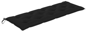 Banca gradina cu perna neagra, 150 cm, lemn masiv tec 150 cm, Negru, 1, Negru