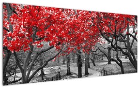 Tablou - Copaci roșii, Central Park, New York (120x50 cm)