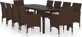 vidaXL Set mobilier de grădină, 11 piese, maro, poliratan