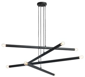 Lustra din metal negru cu 8 becuri Tubo, 105 cm