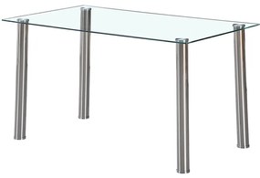 Masă de dining pătrată Berna 140 cm din sticlă transparentă