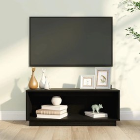 Comoda TV, negru, 90x35x35 cm, lemn masiv de pin