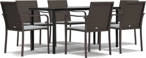 vidaXL Set mobilier de grădină cu perne, 7 piese, poliratan și oțel