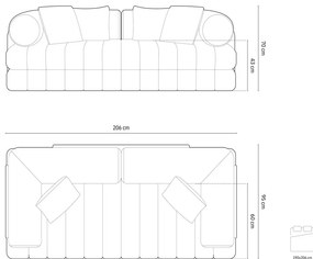 Canapea bej extensibilă cu tapițerie din țesătură bouclé 206 cm Kemi – Cosmopolitan Design