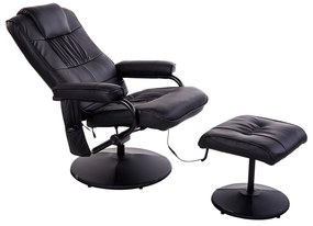 HOMCOM Fotoliu de Masaj și Relaxare electric pivotant inclinabil cu Suport pentru Picioare imitație de piele Negru | Aosom Romania