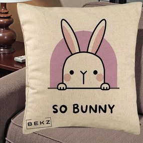 Perna Decorativa So Bunny Kawaii, 40x40 cm, Bej, Husa Detasabila, Perna Inclusa, BEKZ®
