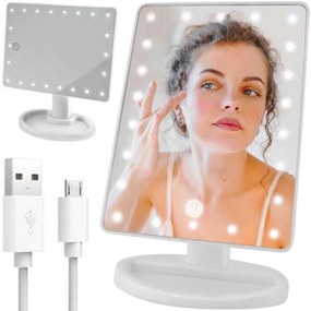 Oglindă cosmetică, iluminată LED, 22 Leduri, Alb