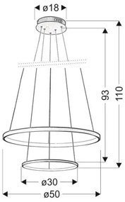 Lustră LED pe cablu LUNE LED/40W/230V