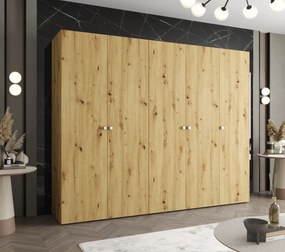 Dulap de haine 250 cm Parna 1 (Stejar artisan + Argintiu). 1125889