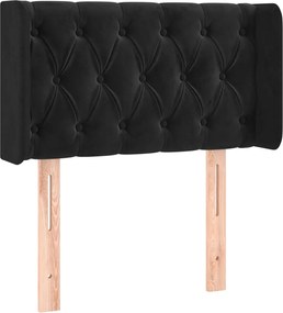 vidaXL Tăblie de pat cu aripioare negru 83x16x78/88 cm catifea