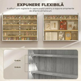 HOMCOM Dulap Tip Vitrină de Expoziție cu Rafturi Reglabile, Montată pe Perete, Negru | Aosom Romania