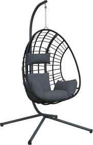 vidaXL Scaun suspendat tip ou, cu suport, antracit, ratan și oțel