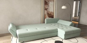 Colțar extensibil dumonde cu ladă de depozitare si sezut confortabil din spuma high-density, Loana XL Ambience Mint 335x185 cm