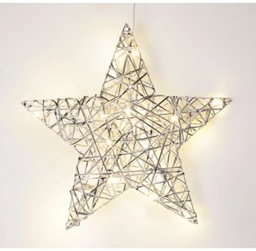 Stea de Crăciun luminoasă Silver, 30 x 30 cm, 20micro LED, cu baterii