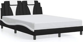 vidaXL Cadru de pat, Viana, fără saltea, negru/alb, 140x200 cm, piele ecologică