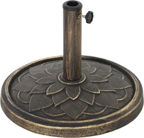 Outsunny Bază Rotundă pentru Umbrelă, Potrivit pentru Stâlpi de 32, 38, 48 mm, Φ46x34 cm, Bronz | Aosom Romania