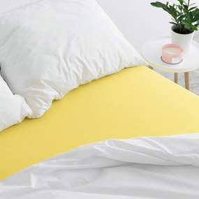 Goldea cearceaf de pat jersey cu elastic - galben deschis 120 x 200 cm