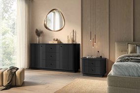 Comodă cu sertare pe soclu Vesper 160 cm - negru / mânere negre