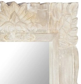 Oglinda alba 80x50 cm, lemn masiv de mango 1, Alb, 80 x 50 cm